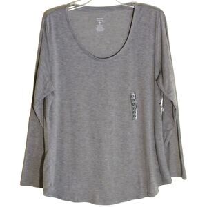 Jennifer Lauren Jersey Knit Tee Wmn's Sz 2X Gray Long Sleeve Scoop-neck Pullover